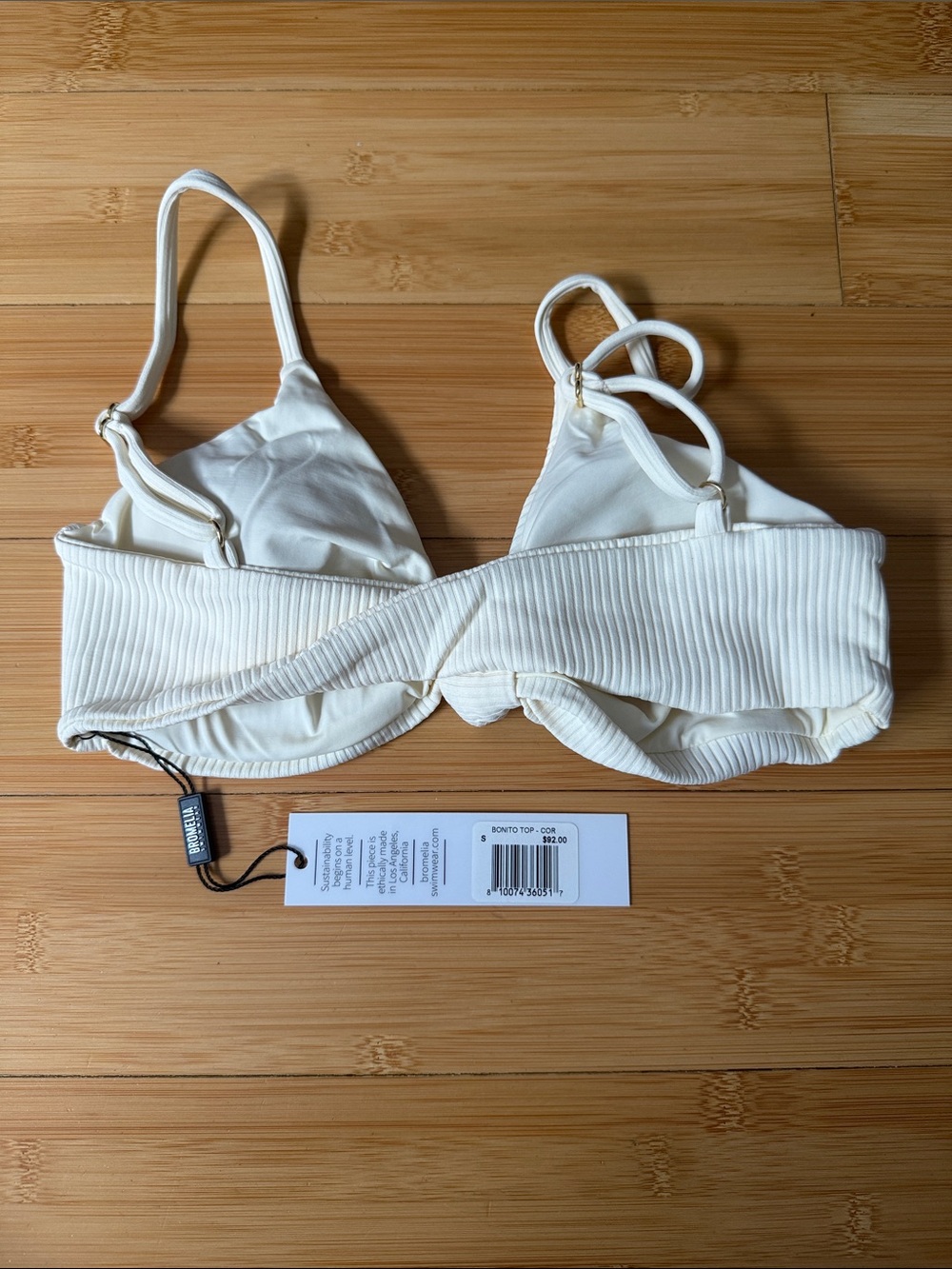 Cream Ribbed Knot Bikini Top - Picture 2 of 3